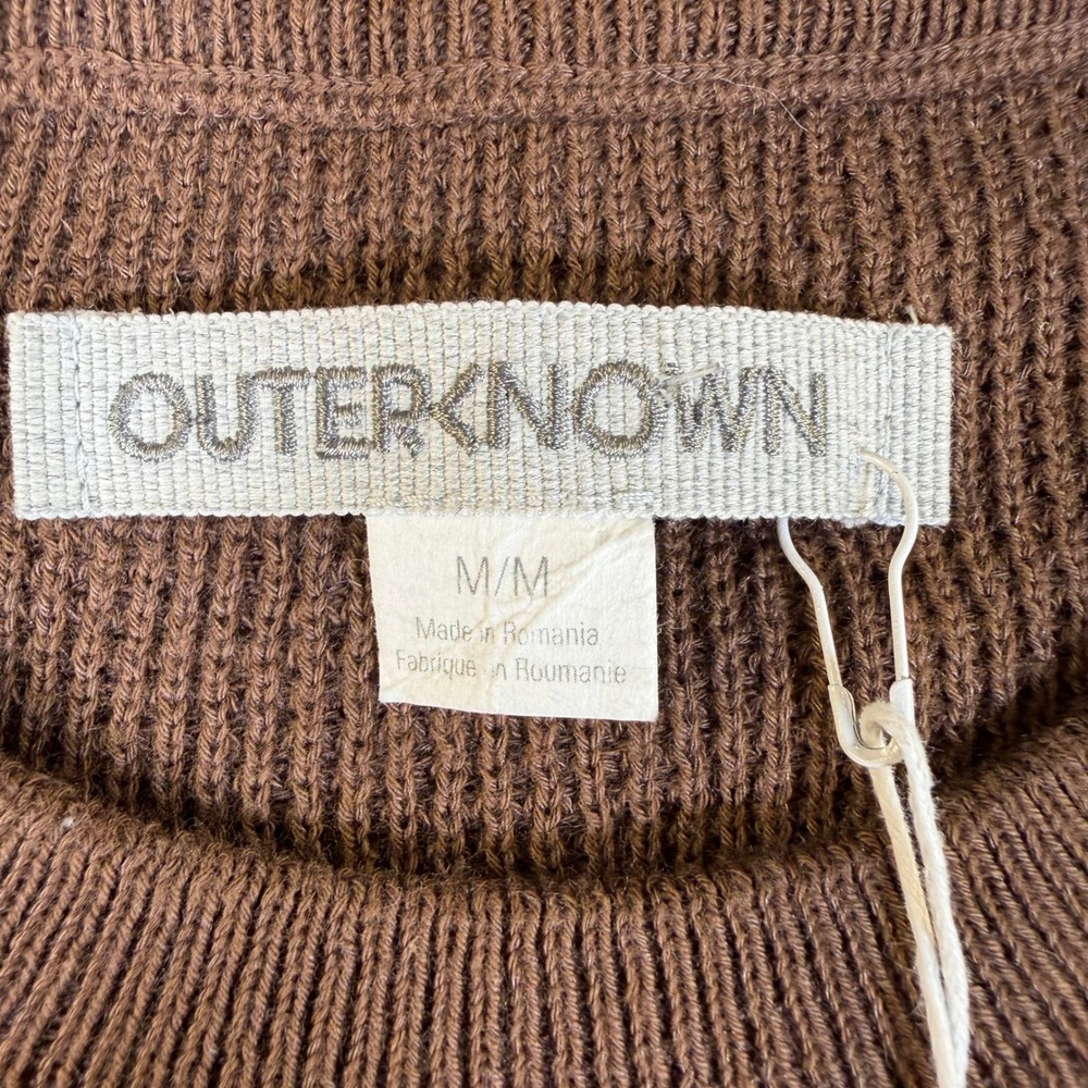 Outerknown Hightide Crewneck Sweater Mens Brown Stripe Waffle Knit M NEW 1410079 - Picture 6 of 8